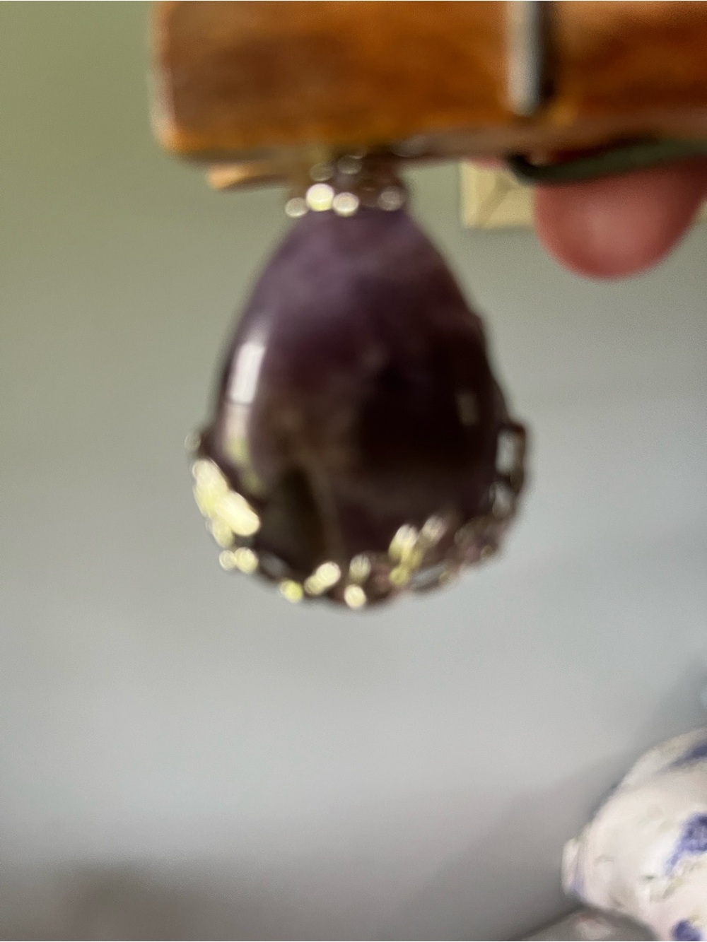 Purple Teardrop Stone Pendant with Filigree